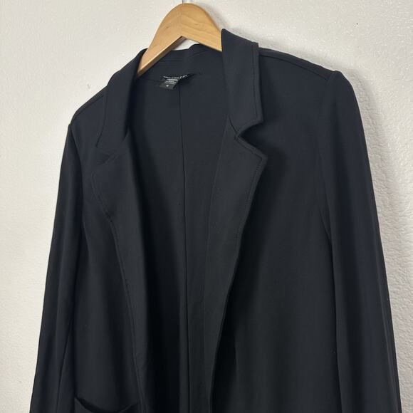Athleta Eastbound Blazer Women Size 16 Black Travel Jacket Knit Minimalist Knit - Picture 6 of 13